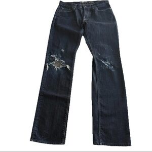 MENS SEVEN 7 FOR ALL MANKIND SLIMMY BLUE DISTRESSED DENIM JEANS 32 X 33 EUC